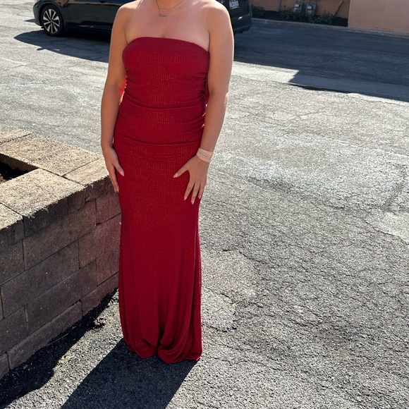 Strapless Red Maxi Dress - Picture 7 of 10